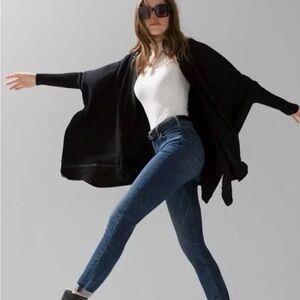 WHBM LEATHER Stitch Poncho Black Cardigan